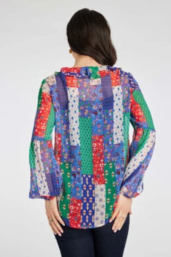 Long Sleeve Patchwork Blouse With Cami -Mod Vanta Sales Store 900345151 alt4