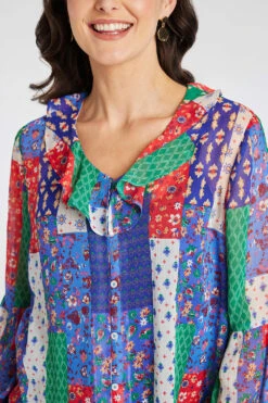 Long Sleeve Patchwork Blouse With Cami -Mod Vanta Sales Store 900345151 alt5