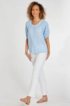 Short Frill Sleeve Button Through Daisy Blouse -Mod Vanta Sales Store 900345260 alt1