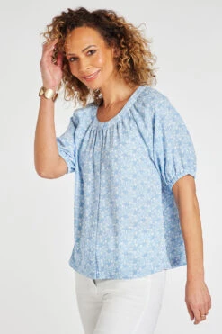 Short Frill Sleeve Button Through Daisy Blouse