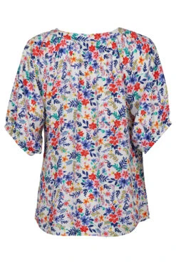 Short Frill Sleeve Button Through Ditsy Blouse 10 Short Frill Sleeve Button Through Ditsy Blouse -Mod Vanta Sales Store 900345344 alt2