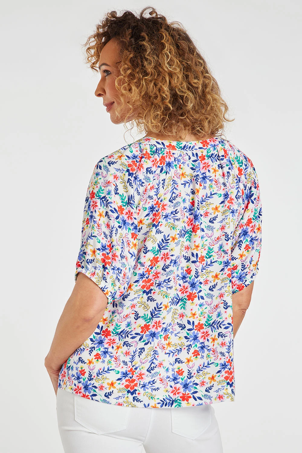 Short Frill Sleeve Button Through Ditsy Blouse 6 Short Frill Sleeve Button Through Ditsy Blouse - Image 4