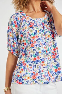 Short Frill Sleeve Button Through Ditsy Blouse 13 Short Frill Sleeve Button Through Ditsy Blouse -Mod Vanta Sales Store 900345344 alt5