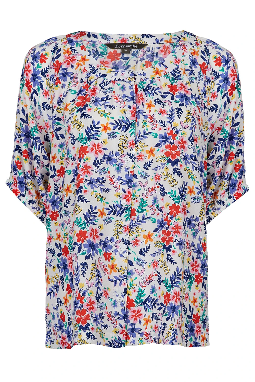 Short Frill Sleeve Button Through Ditsy Blouse 4 Short Frill Sleeve Button Through Ditsy Blouse - Image 2