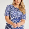 Short Sleeve Mixed Floral Print Blouse With Tie Neck Detail -Mod Vanta Sales Store 900345409 alt1