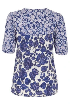 Short Sleeve Mixed Floral Print Blouse With Tie Neck Detail -Mod Vanta Sales Store 900345409 alt2