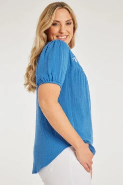 Embroidered Half Placket Overhead Shirt -Mod Vanta Sales Store 900345509 alt3