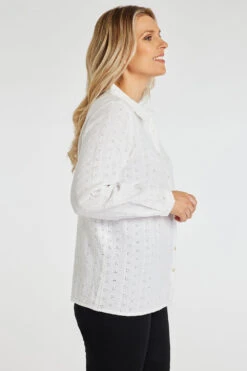 Long Sleeve Broderie Button Through Shirt -Mod Vanta Sales Store 900345693 alt3