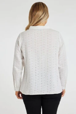 Long Sleeve Broderie Button Through Shirt -Mod Vanta Sales Store 900345693 alt4