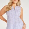 Sleeveless Gingham Button Through Shirt -Mod Vanta Sales Store 900345909 alt1