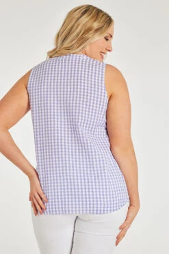 Sleeveless Gingham Button Through Shirt -Mod Vanta Sales Store 900345909 alt4