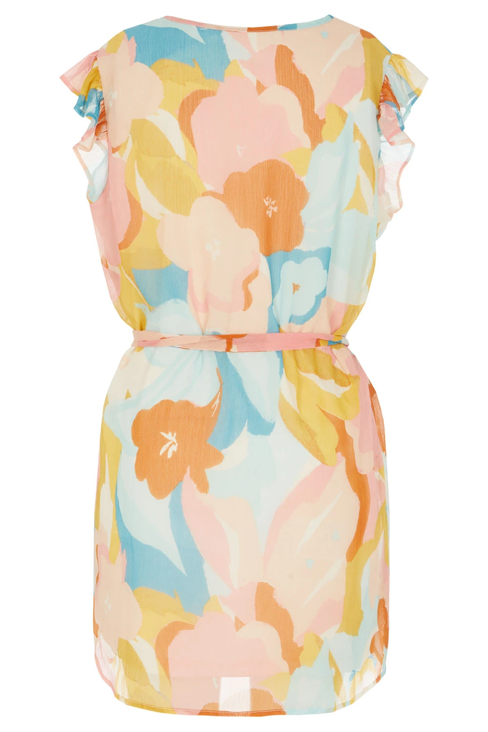 Sleeveless Large Floral Longline Top With Tie Waist Detail 5 Sleeveless Large Floral Longline Top With Tie Waist Detail - Image 3