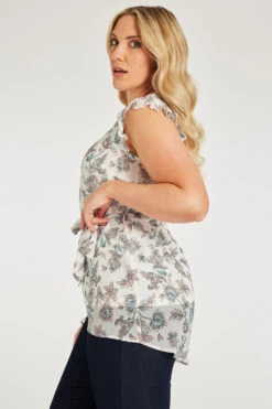 Sleeveless Folk Floral Longline Top With Tie Waist -Mod Vanta Sales Store 900346144 alt3