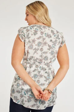 Sleeveless Folk Floral Longline Top With Tie Waist -Mod Vanta Sales Store 900346144 alt4