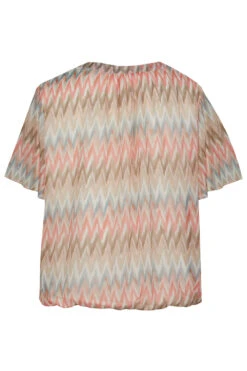 Short Sleeve Ikat Print Blouse With Bubble Hem -Mod Vanta Sales Store 900346451 alt2