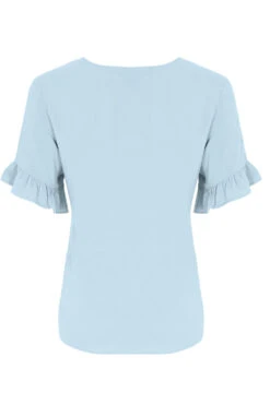 Short Frill Sleeve Plain V-Neck Top -Mod Vanta Sales Store 900346760 alt2