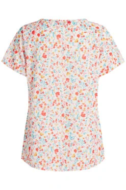 Short Sleeve Ditsy Print T-Shirt With Shirred Neckline -Mod Vanta Sales Store 900347344 alt2