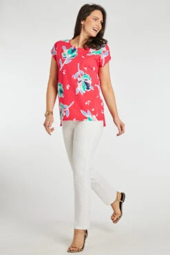 Short Sleeve Large Spaced Floral Print T-Shirt -Mod Vanta Sales Store 900347569 alt4