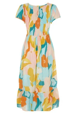 Short Sleeve Modern Floral Shirred Bodice Dress -Mod Vanta Sales Store 900350757 alt2