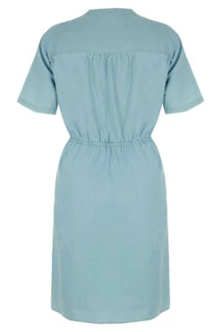 Short Sleeve Chambray Dress With Zip Detail 13 Short Sleeve Chambray Dress With Zip Detail -Mod Vanta Sales Store 900350902 alt2