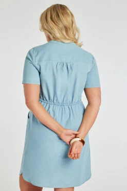 Short Sleeve Chambray Dress With Zip Detail 17 Short Sleeve Chambray Dress With Zip Detail -Mod Vanta Sales Store 900350902 alt4