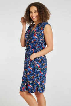 Sleeveless Multi Ditsy Woven Dress With Zip Front -Mod Vanta Sales Store 900351253 alt3