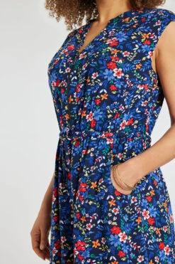 Sleeveless Multi Ditsy Woven Dress With Zip Front -Mod Vanta Sales Store 900351253 alt5