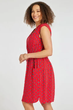 Sleeveless Foulard Dot Print Woven Dress With Zip Front -Mod Vanta Sales Store 900351369 alt3