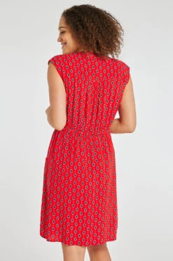 Sleeveless Foulard Dot Print Woven Dress With Zip Front -Mod Vanta Sales Store 900351369 alt4