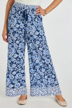 Batik Floral Wide Leg Border Print Trousers -Mod Vanta Sales Store 900353453 alt1