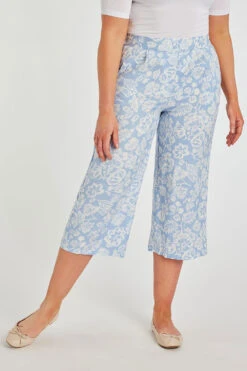 Floral Wide Leg Cropped Trousers