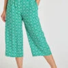 Geo Diamond Print Wide Leg Cropped Trousers