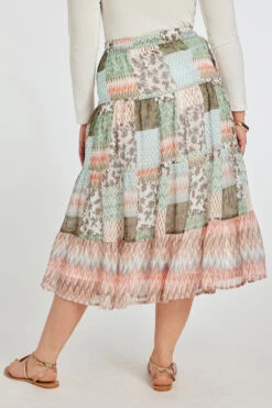 Multi Patchwork Printed Chiffon Skirt -Mod Vanta Sales Store 900355059 alt4