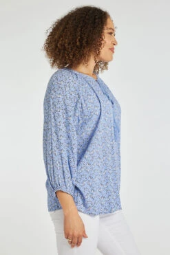 Autonomy - Ditsy Print Crinkle Tie Neck Blouse -Mod Vanta Sales Store 900355209 alt3