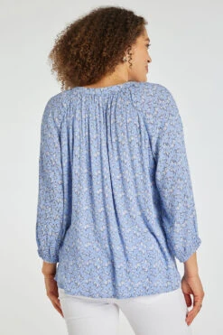 Autonomy - Ditsy Print Crinkle Tie Neck Blouse -Mod Vanta Sales Store 900355209 alt4