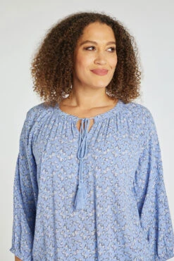 Autonomy - Ditsy Print Crinkle Tie Neck Blouse -Mod Vanta Sales Store 900355209 alt5