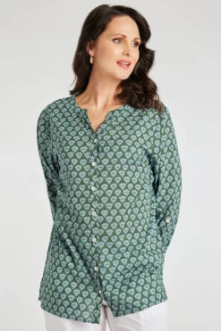 Autonomy - Tile Print Cotton Cambric Button Through Shirt -Mod Vanta Sales Store 900355408 alt1