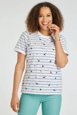 Autonomy - Striped T-Shirt With Embroidery Detail