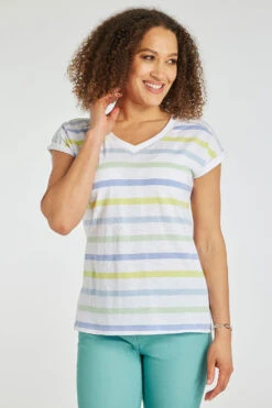 Autonomy - V-Neck Striped T-Shirt -Mod Vanta Sales Store 900355893 alt3