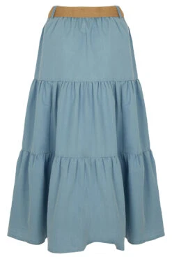 Autonomy - Chambray Tiered Skirt With Belt -Mod Vanta Sales Store 900357026 alt2