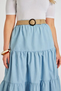 Autonomy - Chambray Tiered Skirt With Belt -Mod Vanta Sales Store 900357026 alt3