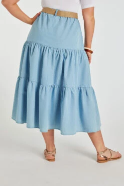 Autonomy - Chambray Tiered Skirt With Belt -Mod Vanta Sales Store 900357026 alt5