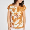 Short Sleeve Large Floral Woven Top With Foil Detail -Mod Vanta Sales Store 900357557 alt1