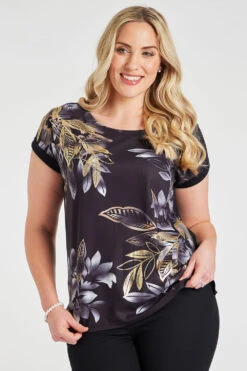 Short Sleeve Floral Woven Front Top