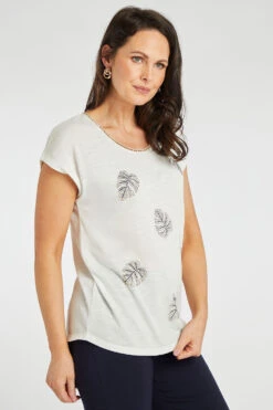 Short Sleeve Hotfix Leaf Top -Mod Vanta Sales Store 900357744 alt3