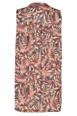 Sleeveless Palm Burnout Design Button Through Shirt -Mod Vanta Sales Store 900357907 alt2