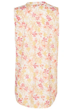 Sleeveless Tropical Ditsy Print Burnout Button Through Shirt -Mod Vanta Sales Store 900358044 alt2