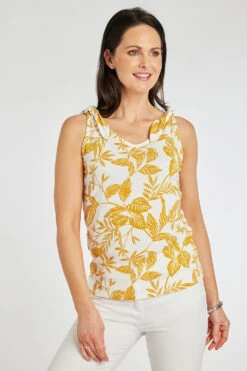 Mod Vanta Sales Store 22 Sleeveless Knot Shoulder Mono Leaf Vest