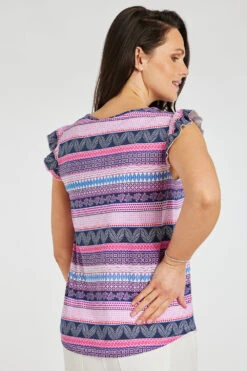 Sleeveless Striped Vest With Frill Detail -Mod Vanta Sales Store 900358651 alt4