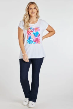Short Sleeve Tropical Flower Print T-Shirt -Mod Vanta Sales Store 900358944 alt1